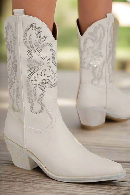 Celestial Glimmer Rhinestone Point Toe Boots